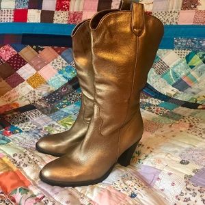 Golden High Heeled Cowgirl Boots 7.5